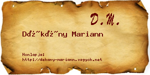 Dékány Mariann névjegykártya