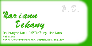 mariann dekany business card